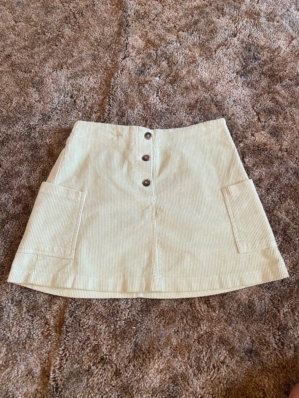 Don't Ask Why Brandy Melville Light Green Corduroy Button Front Mini Skirt OS